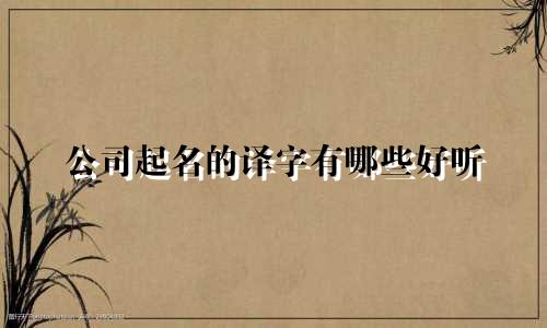 公司起名的译字有哪些好听