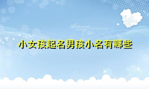 小女孩起名男孩小名有哪些