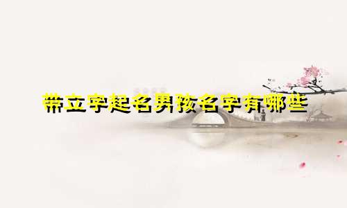 带立字起名男孩名字有哪些