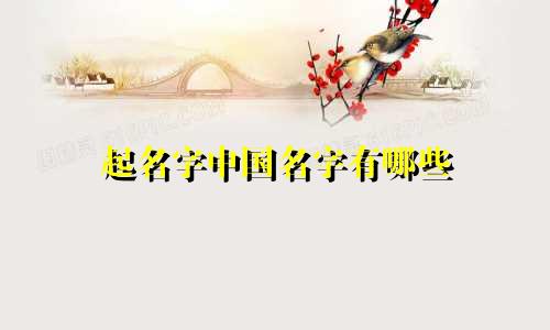 起名字中国名字有哪些