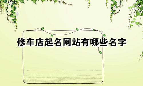 修车店起名网站有哪些名字