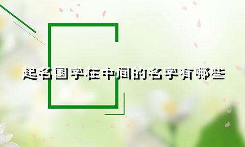 起名国字在中间的名字有哪些