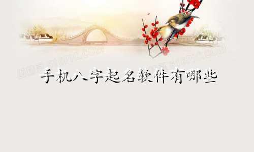 手机八字起名软件有哪些