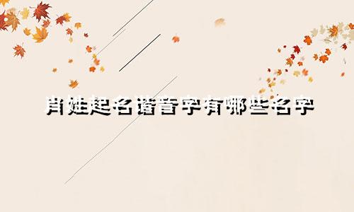 肖姓起名谐音字有哪些名字