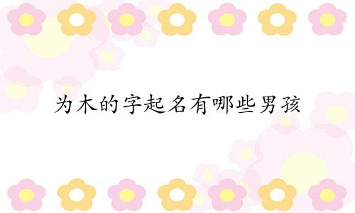 为木的字起名有哪些男孩