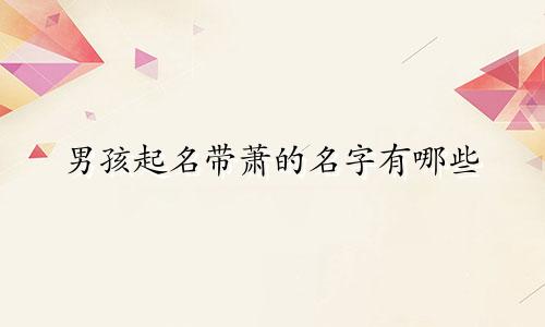 男孩起名带萧的名字有哪些
