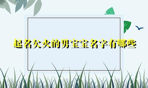起名欠火的男宝宝名字有哪些