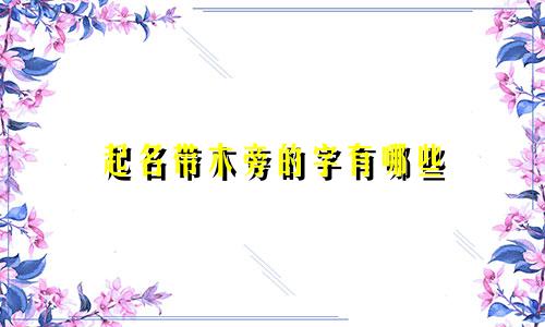 起名带木旁的字有哪些
