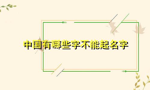 中国有哪些字不能起名字