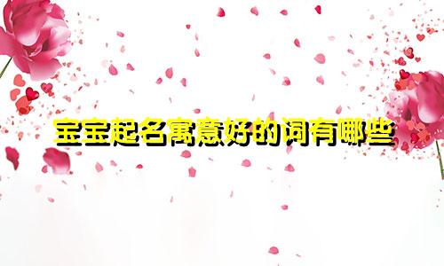 宝宝起名寓意好的词有哪些