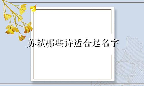 苏轼哪些诗适合起名字
