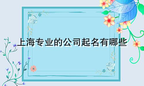 上海专业的公司起名有哪些