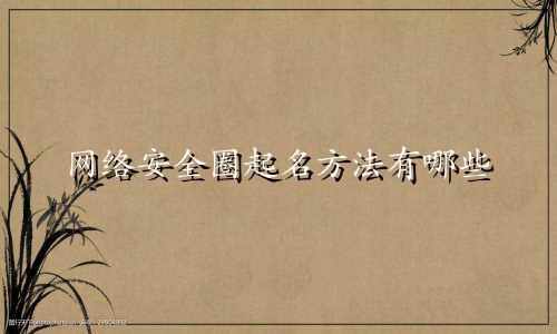 网络安全圈起名方法有哪些