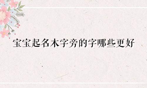 宝宝起名木字旁的字哪些更好