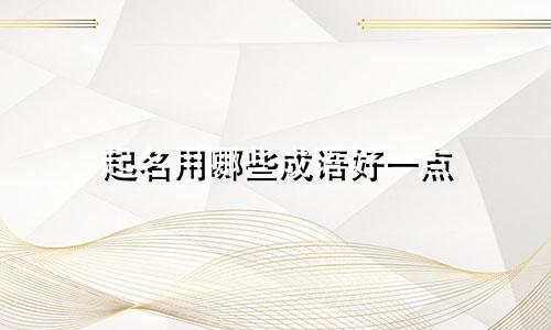 起名用哪些成语好一点