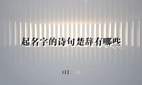 起名字的诗句楚辞有哪些