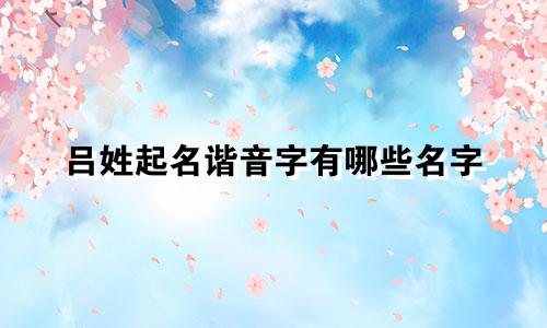 吕姓起名谐音字有哪些名字