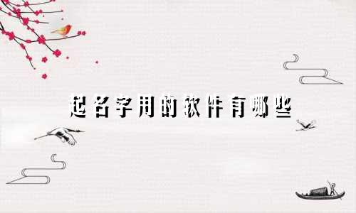 起名字用的软件有哪些