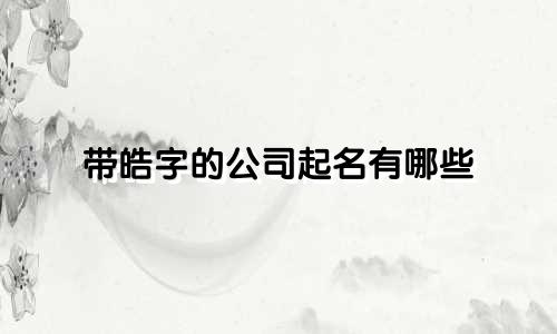 带皓字的公司起名有哪些