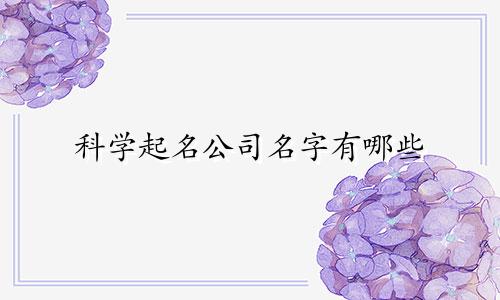 科学起名公司名字有哪些