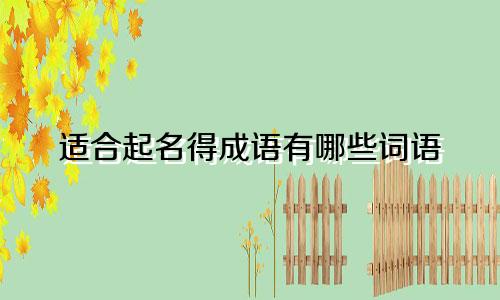 适合起名得成语有哪些词语
