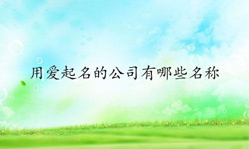 用爱起名的公司有哪些名称