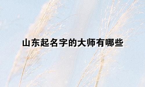 山东起名字的大师有哪些