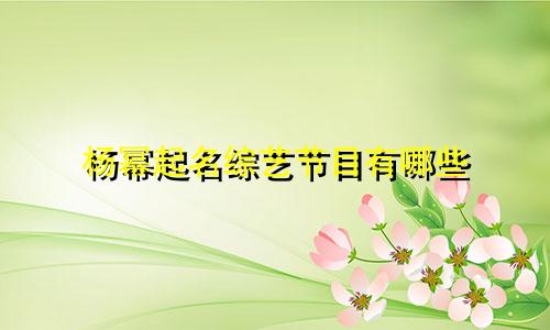 杨幂起名综艺节目有哪些