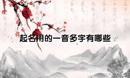 起名用的一音多字有哪些