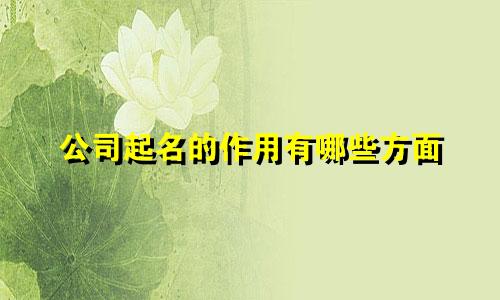 公司起名的作用有哪些方面