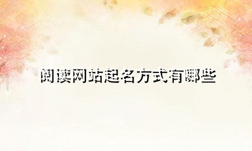 阅读网站起名方式有哪些