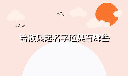 给散兵起名字道具有哪些