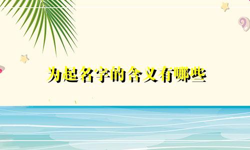 为起名字的含义有哪些