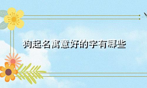 狗起名寓意好的字有哪些