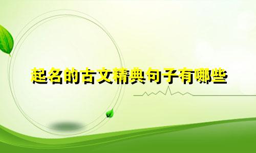 起名的古文精典句子有哪些