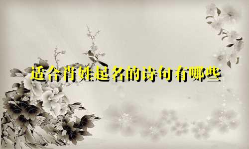 适合肖姓起名的诗句有哪些