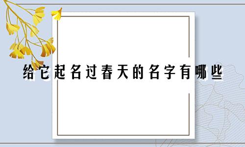 给它起名过春天的名字有哪些