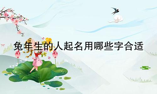 兔年生的人起名用哪些字合适