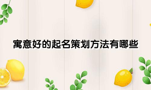 寓意好的起名策划方法有哪些