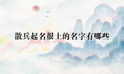 散兵起名很土的名字有哪些