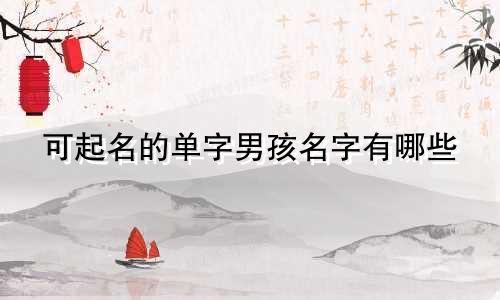 可起名的单字男孩名字有哪些
