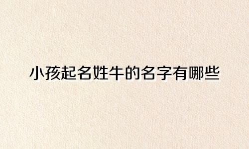 小孩起名姓牛的名字有哪些