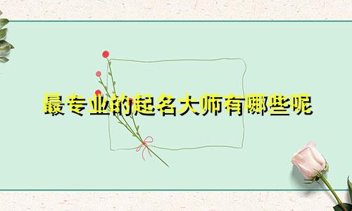 最专业的起名大师有哪些呢