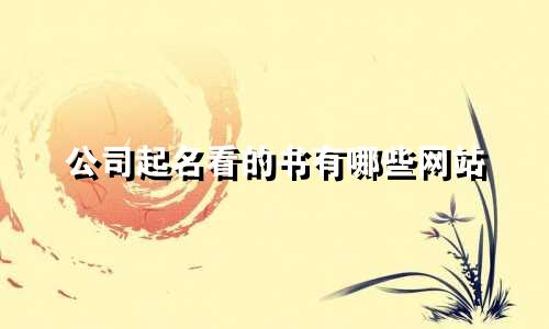 公司起名看的书有哪些网站