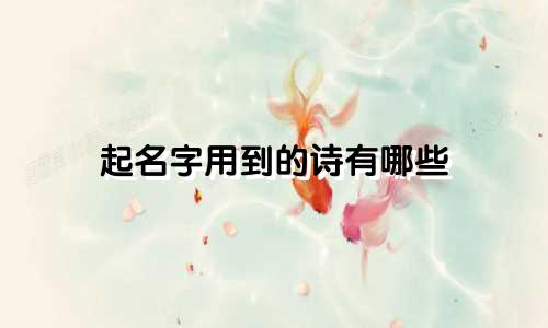 起名字用到的诗有哪些