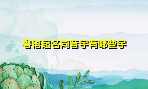 粤语起名同音字有哪些字
