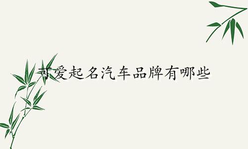 可爱起名汽车品牌有哪些