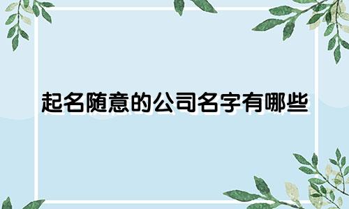 起名随意的公司名字有哪些