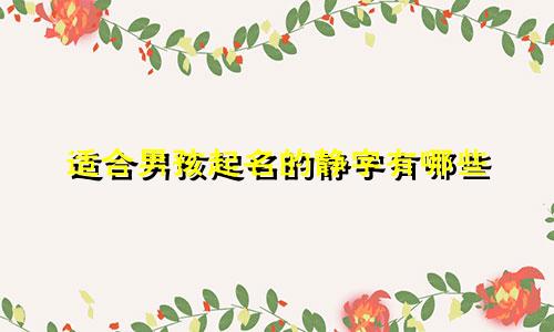 适合男孩起名的静字有哪些