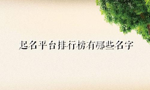 起名平台排行榜有哪些名字